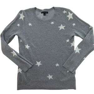 Banana Republic Gray White Crewneck Stars Pullover Sweater Women Size Medium